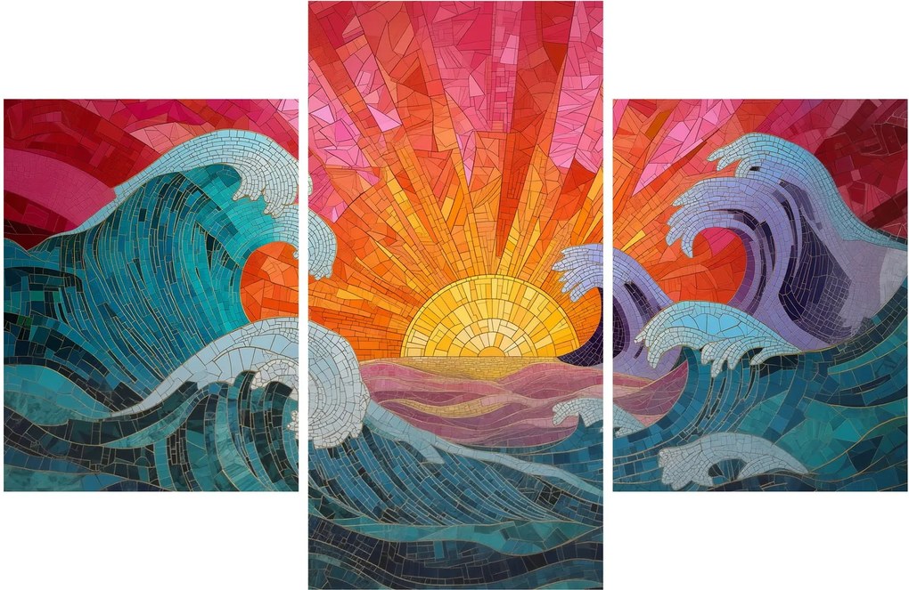 Obraz - Mozaika vĺn (90x60 cm)
