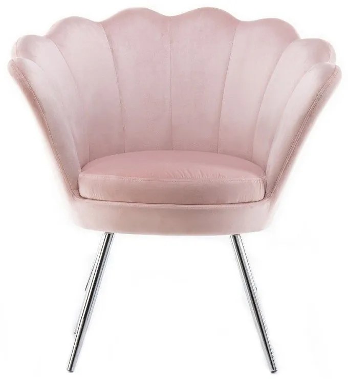 LuxuryForm DESIGN Kreslo FREY VELUR so striebornými nohami - ružové