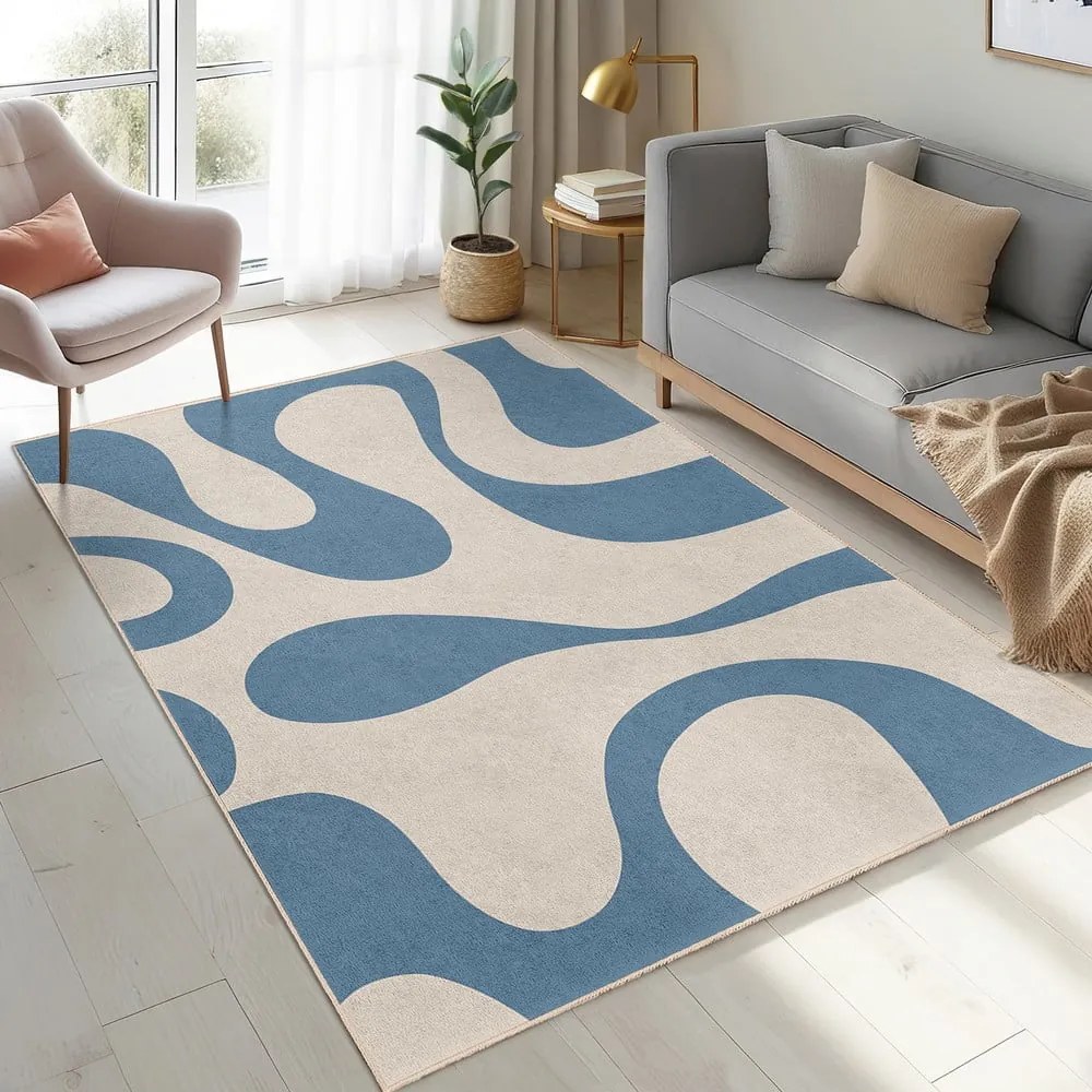 Modrý prateľný koberec 60x100 cm Blue Latte – Mila Home
