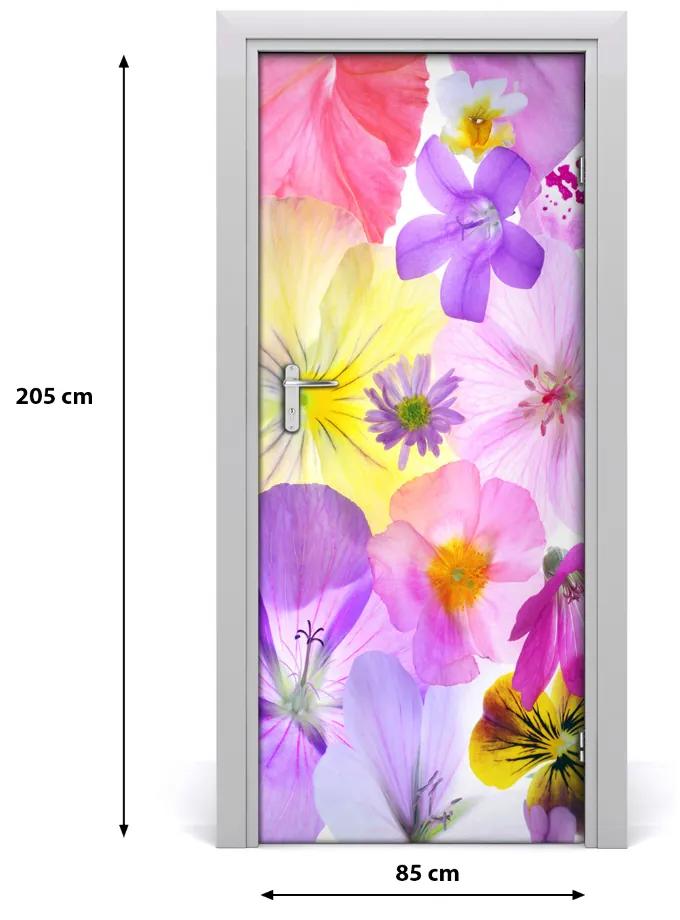 Fototapeta na dvere farebné kvety 85x205 cm