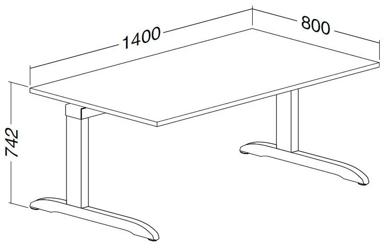 Stôl ProOffice C 80 x 140 cm, čerešňa