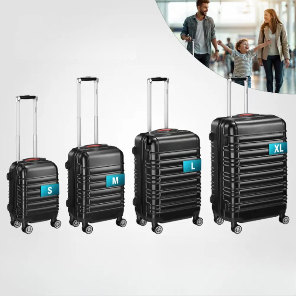 Sada škrupinových kufrov AERO, 4-dielna, ABS, čierna Monzana