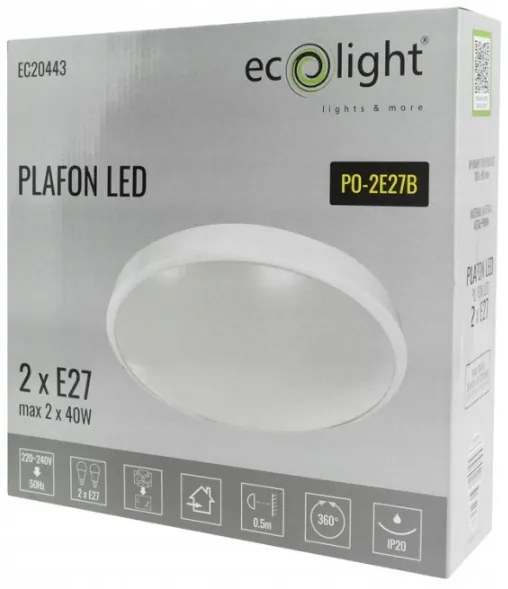 ECOLIGHT Okrúhle LED stropné svietidlo - 2xE27 - biele