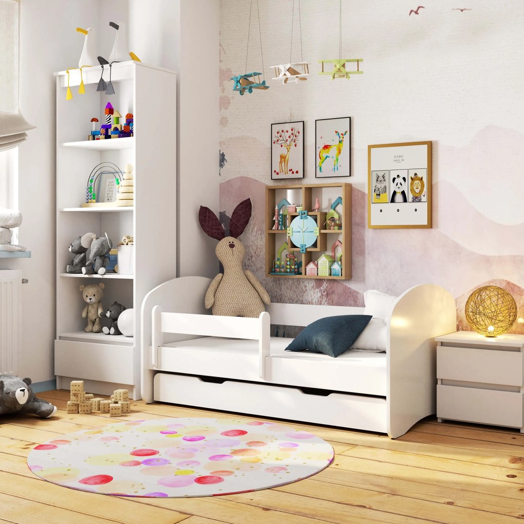 Detská posteľ Pranshi (biela) (s matracom). Akcia -17%. Vlastná spoľahlivá doprava až k Vám domov. 1070769