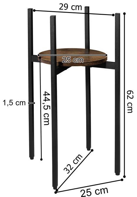 Stojan na kvety TORRE RUSTIC čierny 60 cm
