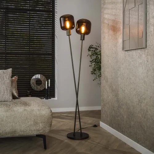 Stojaca lampa 84-30 Bronza 2L Brown Glass - Komfort-nábytok