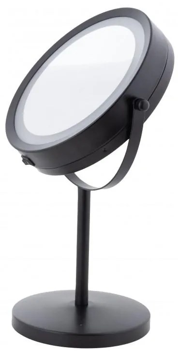 Erga Kimi, zväčšovacie kozmetické zrkadlo s LED podsvietením 210x320 mm, čierna matná, ERG-YKA-CH.KIMI-BLK
