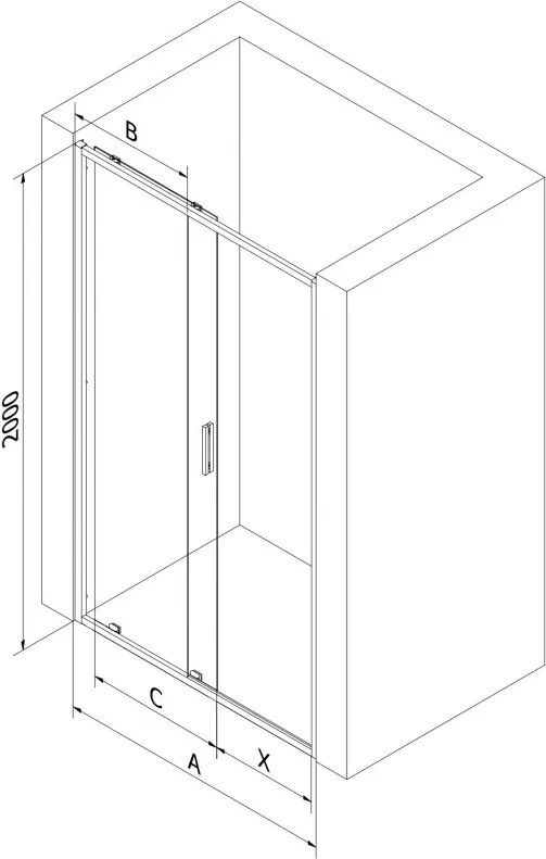 Mexen Exo, posuvné sprchové dvere 105 cm, číre sklo, zlatá, 8151-105-000-50-00