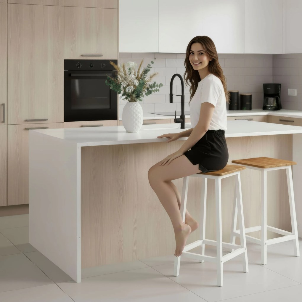 Barová židle Kent bílá/dub přírodní