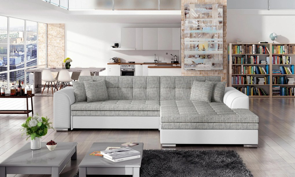 XXXLutz ROHOVÁ SEDAČKA, textil, sivá, biela MID.YOU - Sedačky - 00000L002304
