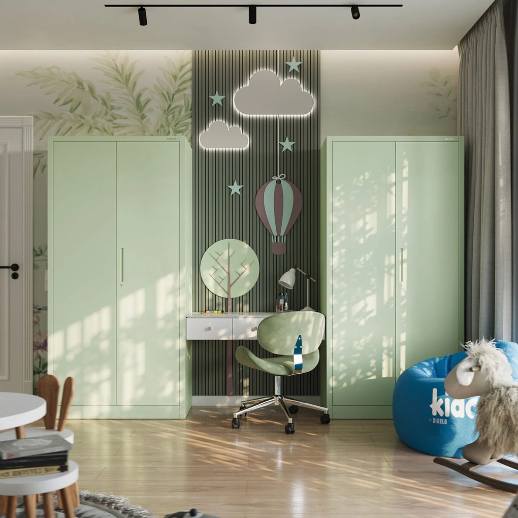 Kancelárska skriňa na dokumenty so 4 policami, pastelovo zelená, 900x1850x400 mm: JAN Fresh Style