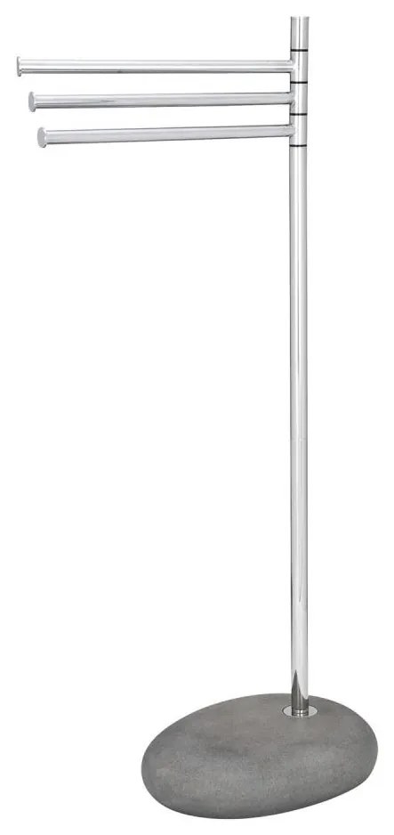 WENKO 19493100 - Stojan na uteráky PEBBLE STONE 38x84 cm lesklý chróm/šedý