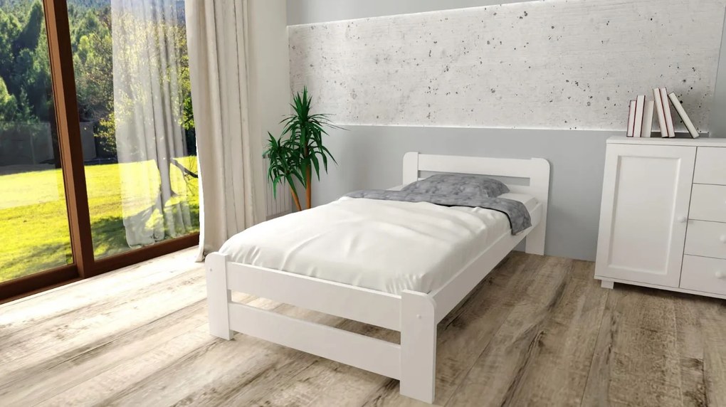 Detská posteľ z masívu borovice EURO - 200x90 cm - biela