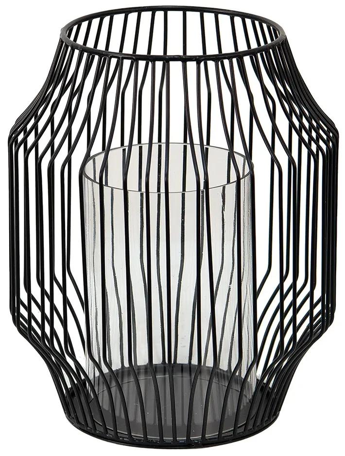 Čierny kovový lampáš Nioste - Ø 23*28 cm