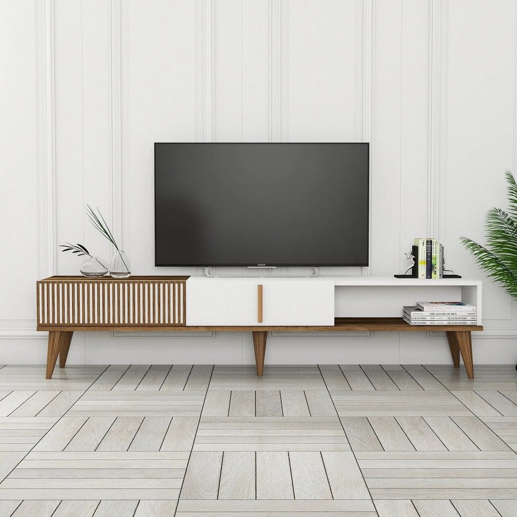 TV skrinka Milan Alt - Walnut, White
