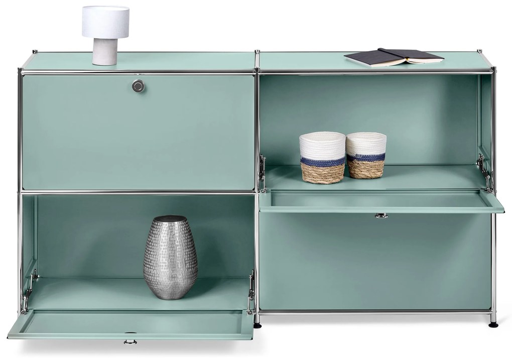 Kovová odkladacia skrinka »CN3« so 4 výklopnými priečinkami, šalviová