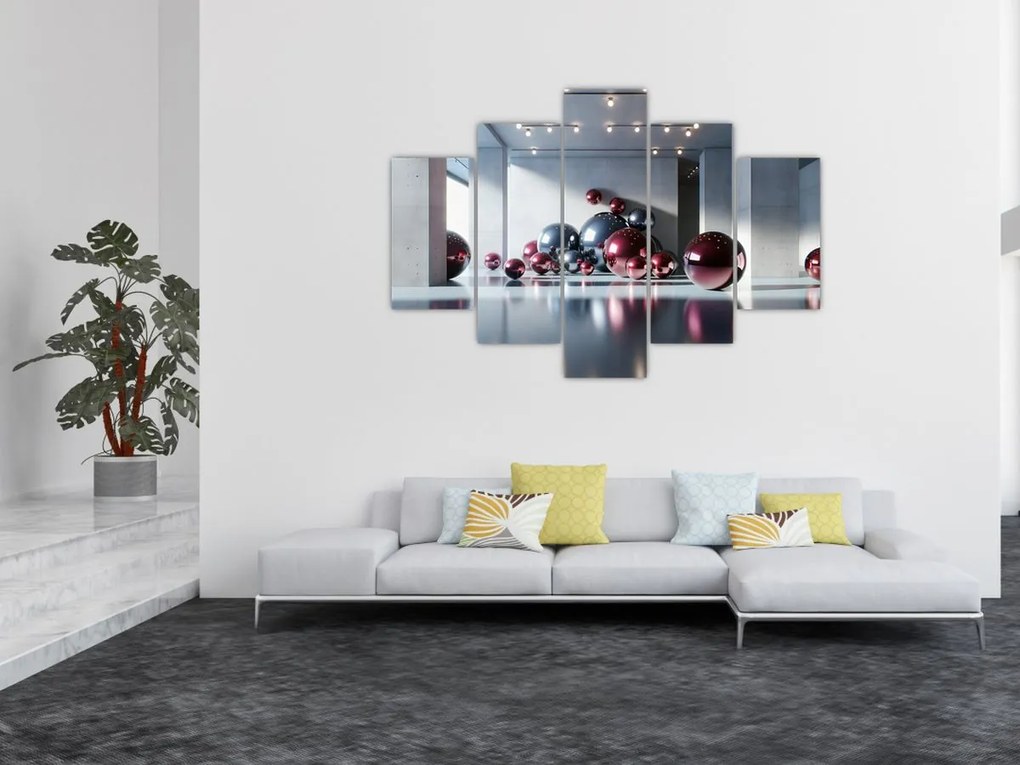 Obraz - 3D priestor s guľami II. (150x105 cm)