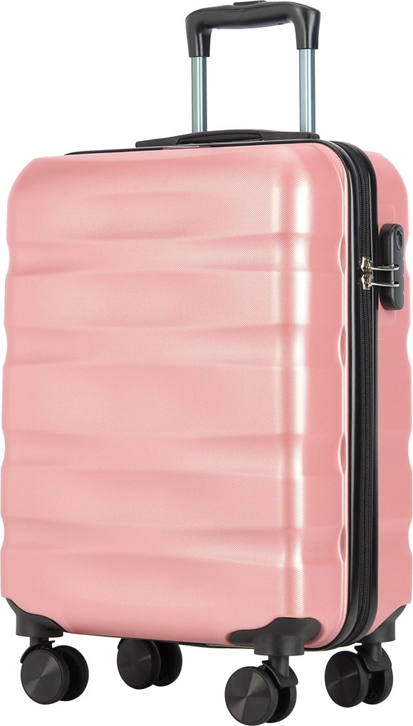 BONTOUR „Wave“ 3-dielna súprava kufrov s dvojitými kolieskami, s TSA zámkom, rose gold