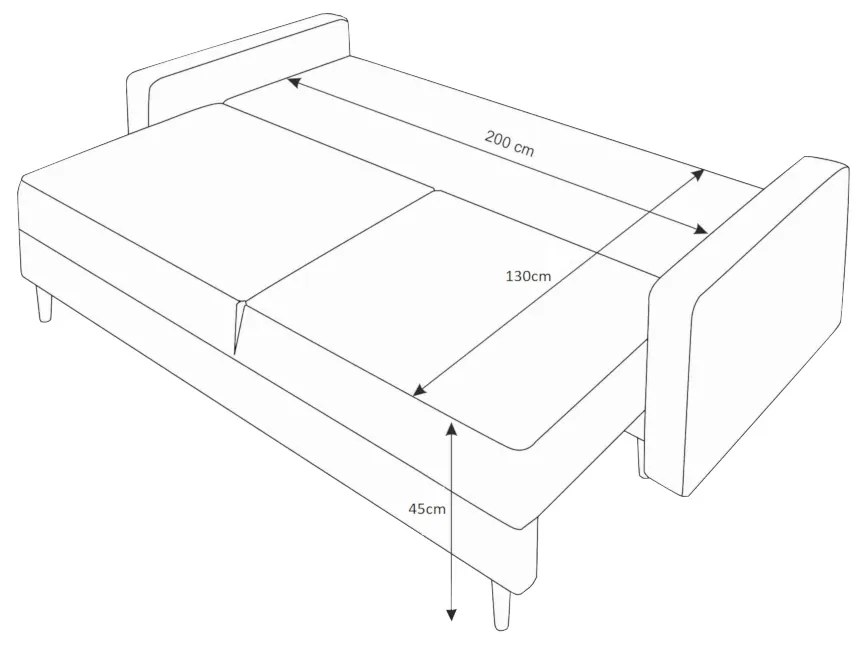 Rozkladací čalúnená pohovka SINGLE, 226x90x91, itaka 14