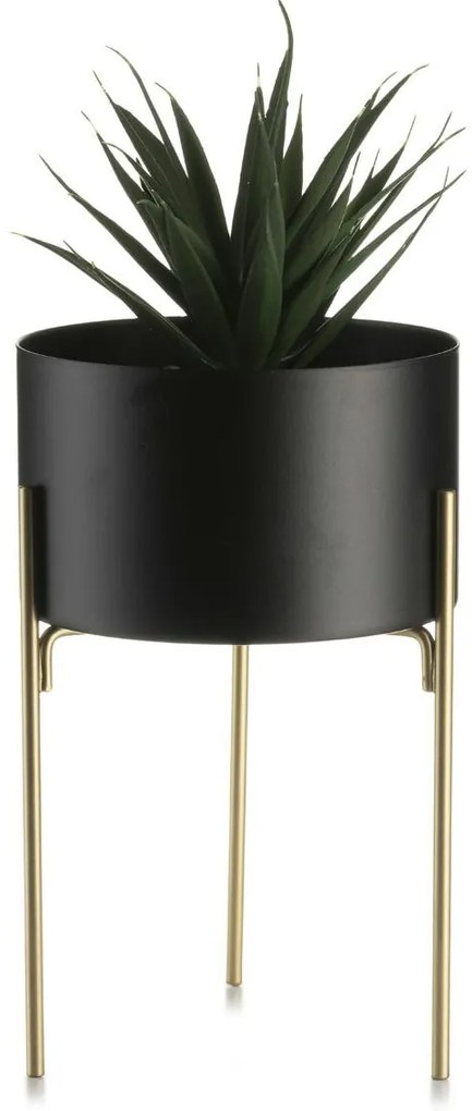 KOVOVÝ KVETINÁČ SO STOJANOM LOFT 20X13 CM ČIERNA/ZLATÁ