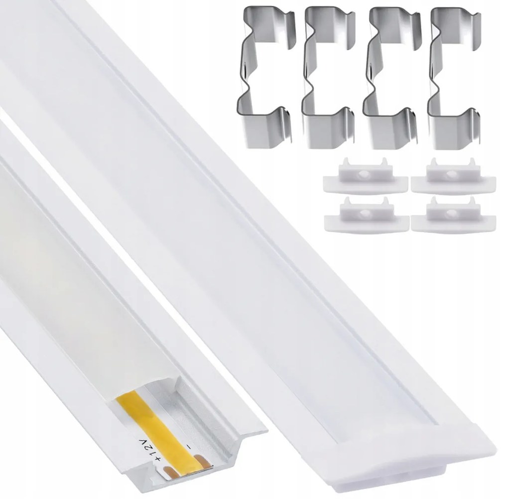 BERGE LED hliníkový profil zapustený 2m biely - sada