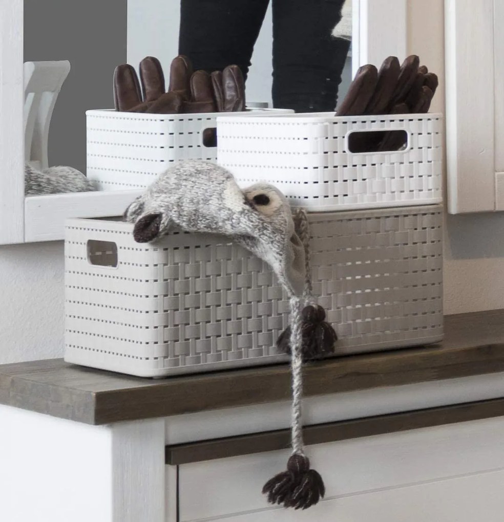 Rotho Plastový košík COUNTRY, rovný, béžový (18l - 37x28x19)