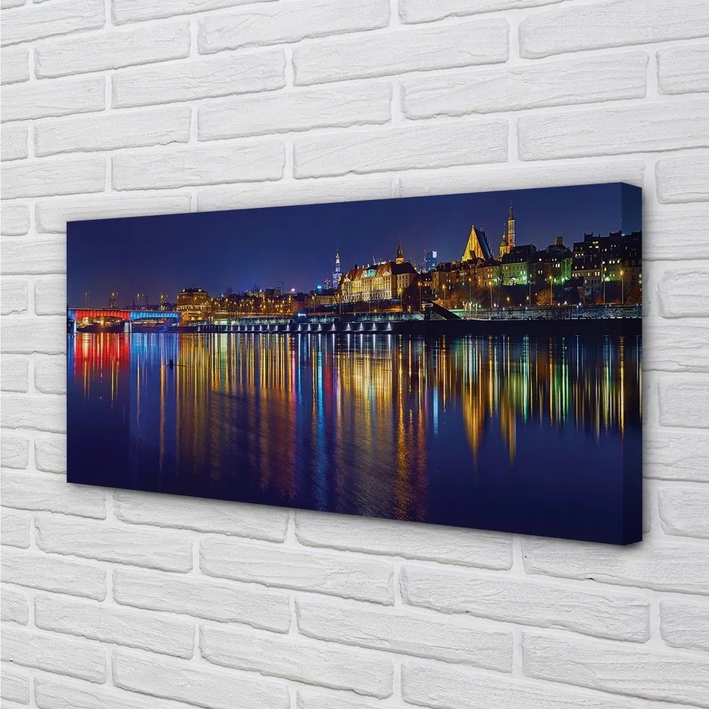 Obraz na plátne Varšava mesto noc rieka most 120x60 cm