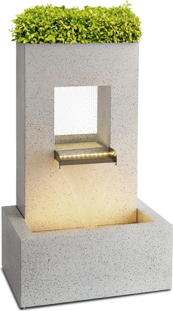 Blumfeldt Bloomingstone, fontána, záhradná fontána, okrasná fontána, 20 W, čerpadlo, zinok, LED