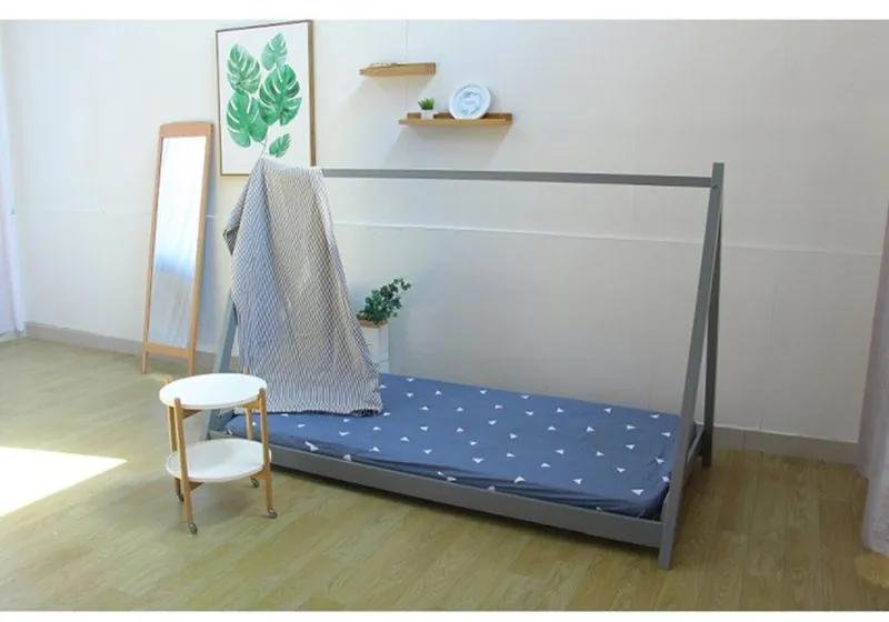 Kondela Montessori posteľ, sivá, borovicové drevo, GROSI