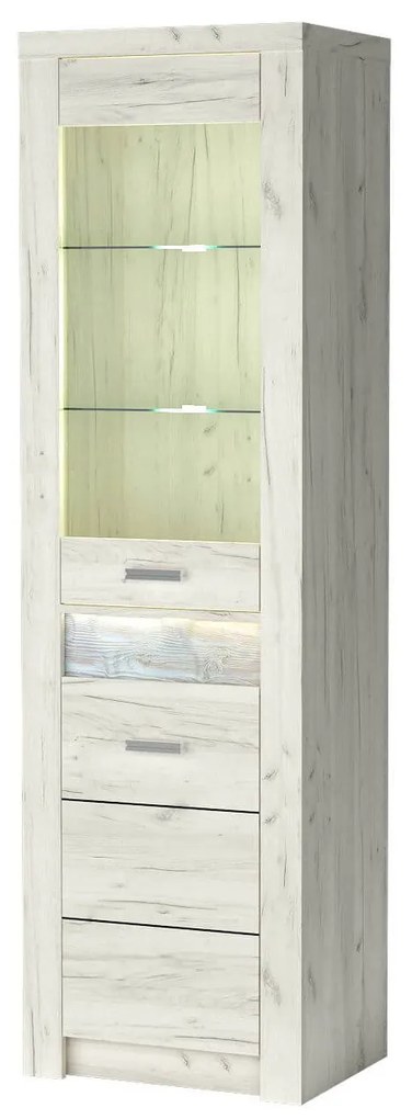Vitrína Indie 04 (s LED osvetlením) (craft biely). Akcia -20%. Vlastná spoľahlivá doprava až k Vám domov. 1057762