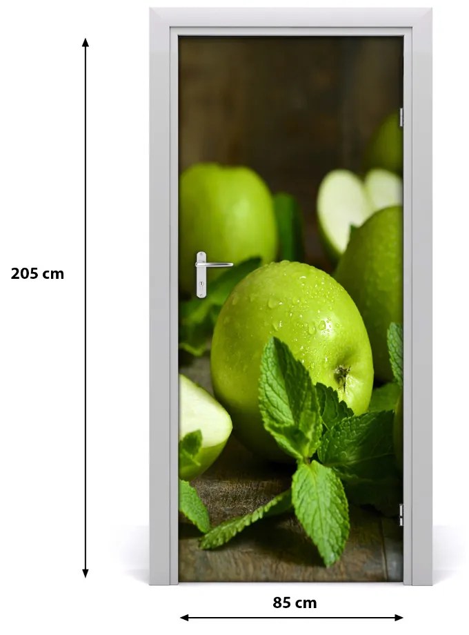 Samolepiace fototapety na dvere zelená jablká 85x205 cm