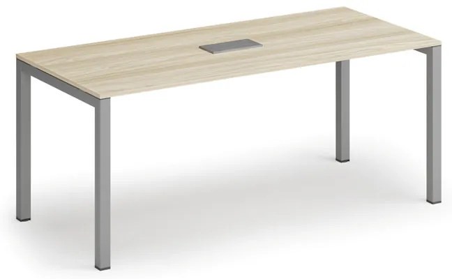 Rokovací stôl PRIMO SQUARE, 180x80 cm, dub prírodný + stolová zásuvka TYP III, strieborná