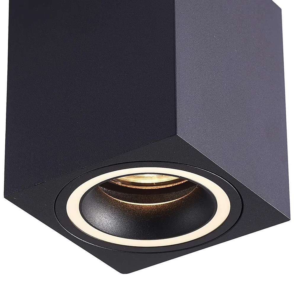 Stropné svietidlo Bima Ring Square, 1x čierne kovové tienidlo