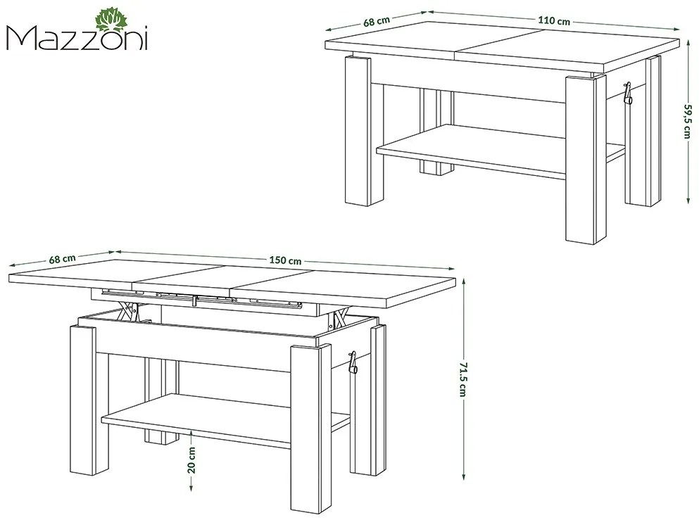 ASTORIA orech elegant, rozkládací konferenční stolek