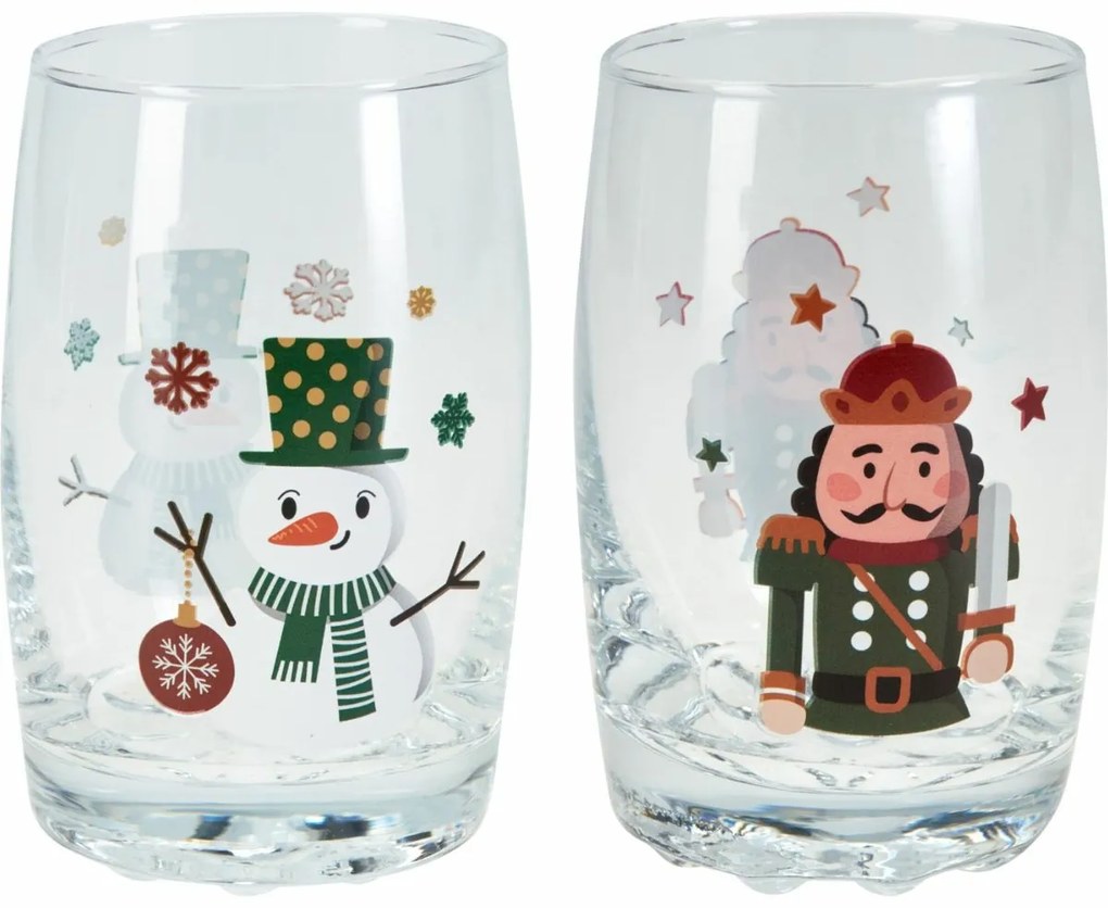 Súprava 2 vianočných pohárov Snehuliak a Luskáčik 250 ml