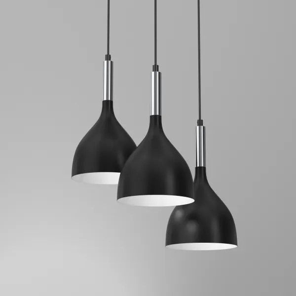 Luster na lanku NOAK 3xE27/15W/230V čierna/chróm