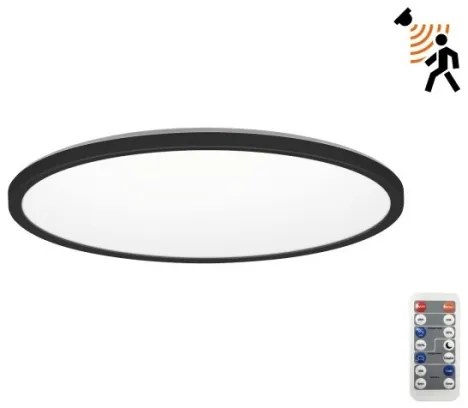 LED kúpeľňové svietidlo so senzorom NIVERA LED/12W/230V IP54 pr. 22,5 cm čierne + DO