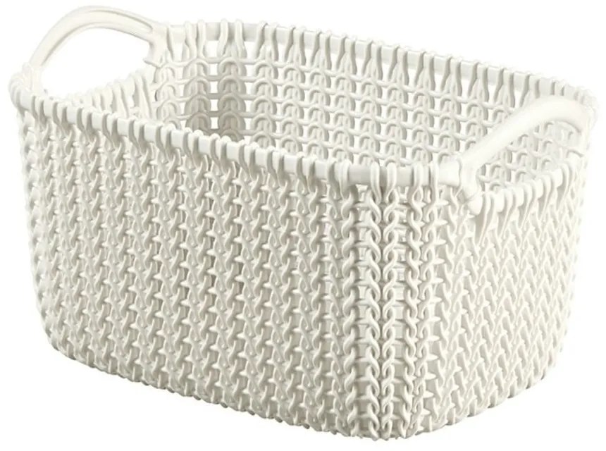 Biely úložný košík Curver Knit, 3 l