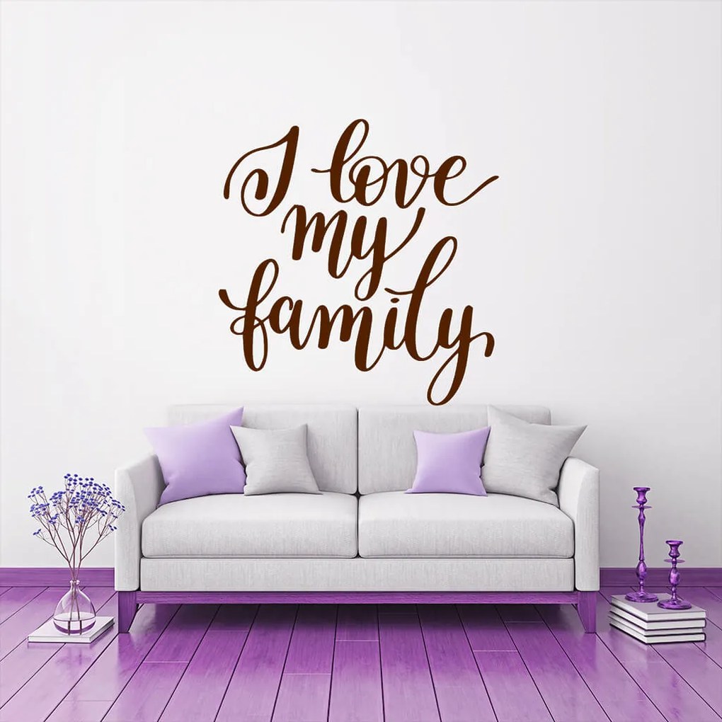 Veselá Stena Samolepka I love my family Farba: modrá, Veľkosť: 80 x 82 cm
