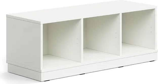 Úložná skrinka CASPER, 3 priehradky, so soklom, biela
