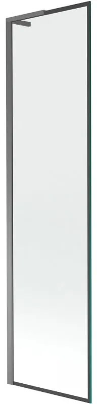 Mexen Next L, 1-krídlová vaňová zástena 50 x 150 cm, 6mm číre sklo-čierny vzor, grafitový profil, 895-050-000-03-70-95