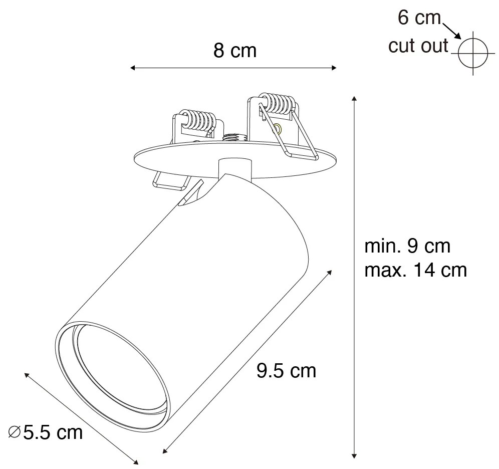 Moderné zabudované bodové svetlo biele GU10 50 mm - Chels