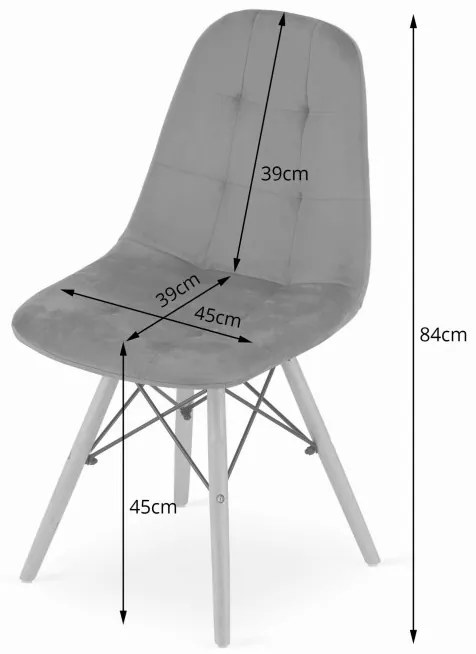 Jedálenská stolička DUMO zamat - tmavosivá (hnedé nohy)