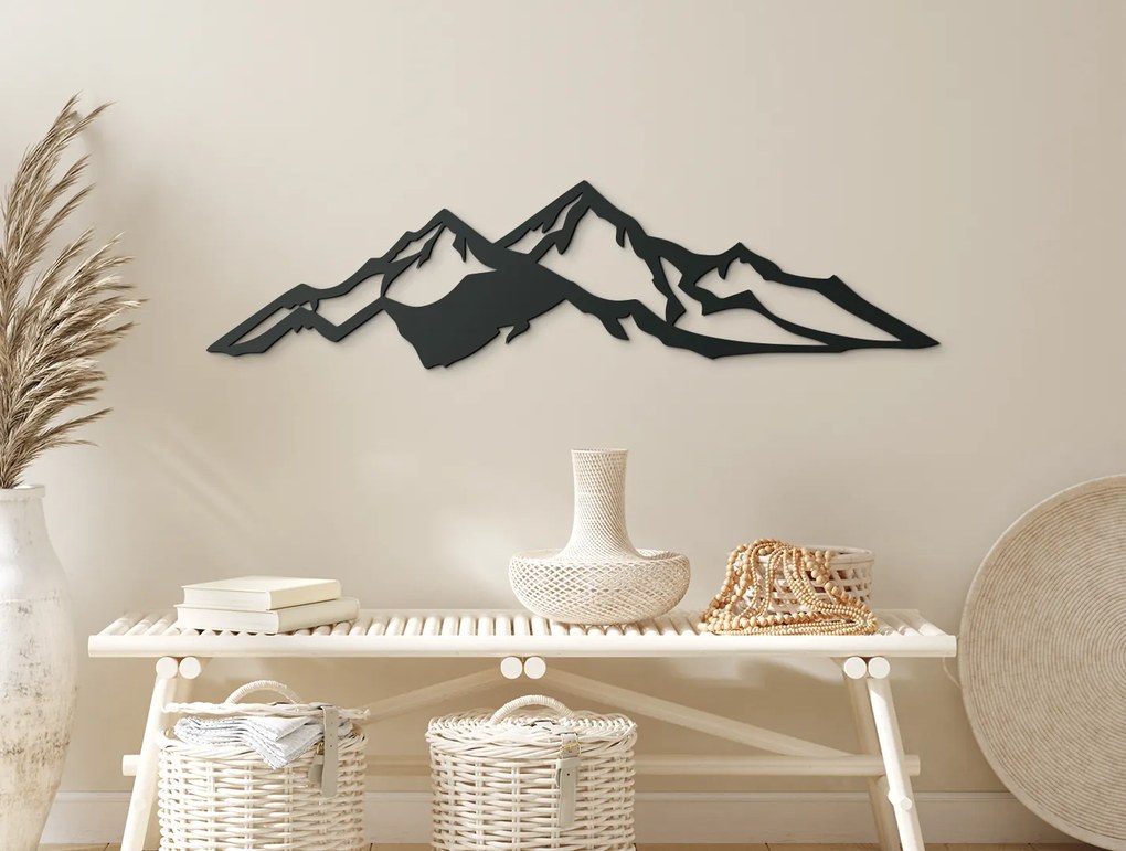 drevko Vyrezávaný obraz minimalistické Vrchy Rozmer obrazu: 16,5 x 65 cm, Farba dekorácie: Čierna