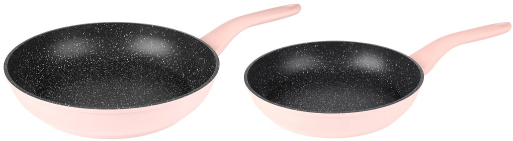 Silvercrest® Hliníková panvica, Ø 28 cm, bledoružová + Hliníková panvica, Ø 24 cm, bledoružová (800011902)