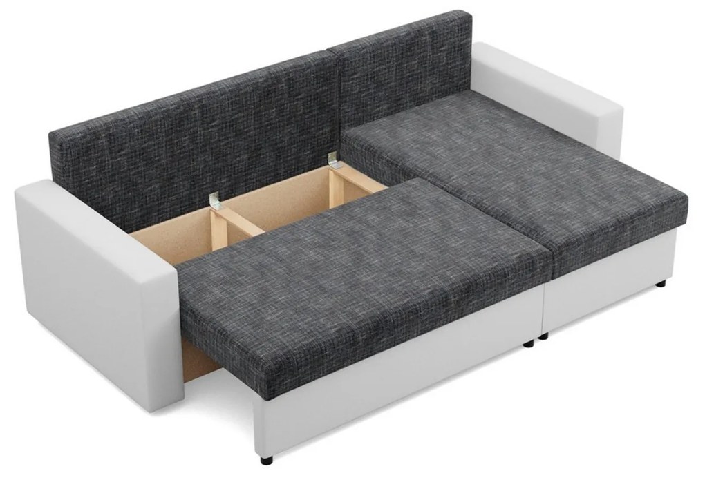 Rohová rozkladacia sedacia súprava LUNA Sivá/biela I