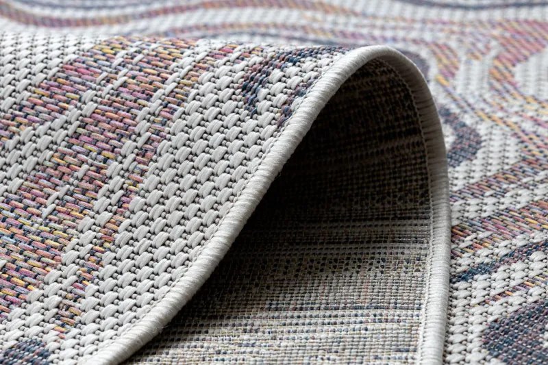 Dywany Łuszczów, Kusový koberec Sion Sisal Waves 2836 ecru/blue/pink – na von aj na doma, 180x270, viacfarebná, chodba / predsieň