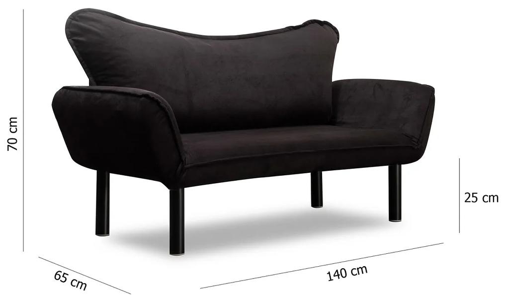 Dizajnová rozkladacia pohovka Wenda 140 cm čierna