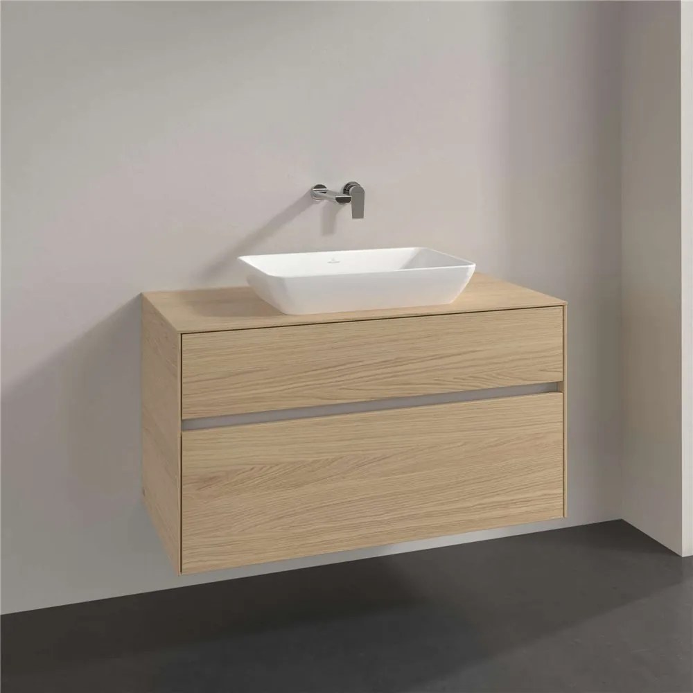 VILLEROY &amp; BOCH Collaro závesná skrinka pod umývadlo na dosku (umývadlo v strede), 2 zásuvky, 1000 x 500 x 548 mm, Nordic Oak, C10900VJ