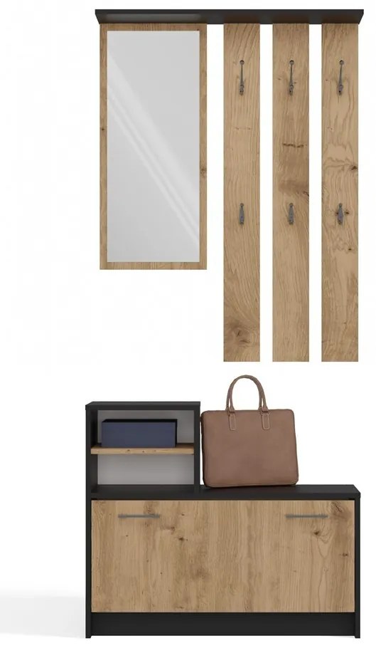 Predsieňová stena GARDE 85 cm antracit/dub artisan